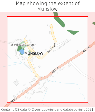 Map showing extent of Munslow as bounding box
