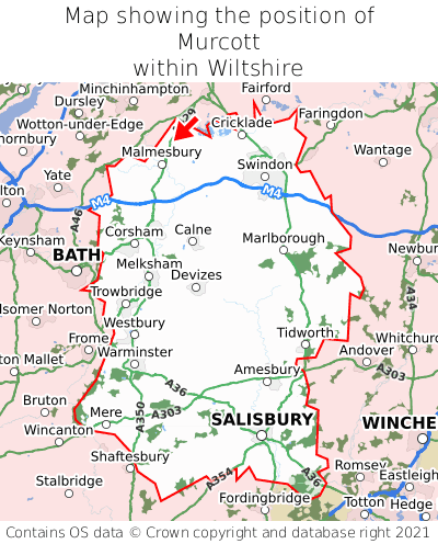 Map showing location of Murcott within Wiltshire