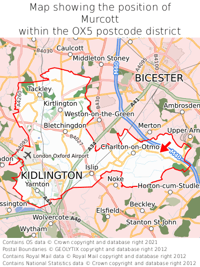 Map showing location of Murcott within OX5