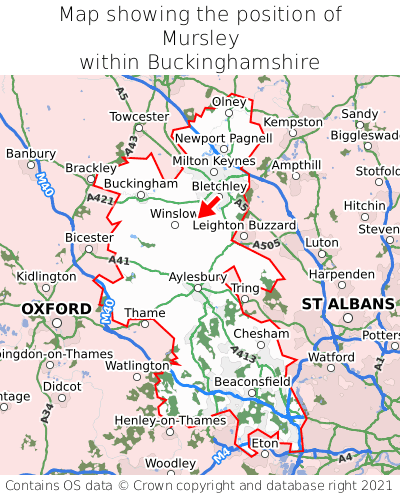 Map showing location of Mursley within Buckinghamshire