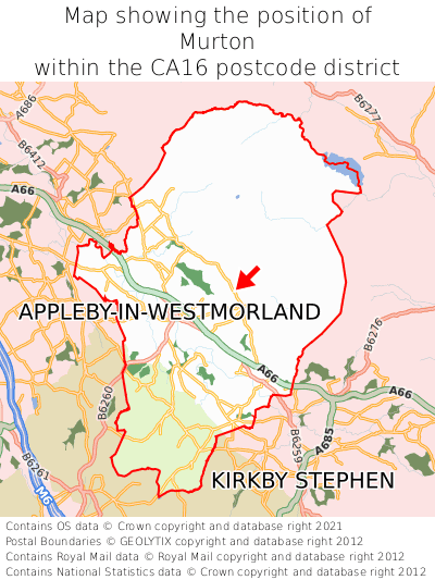 Map showing location of Murton within CA16