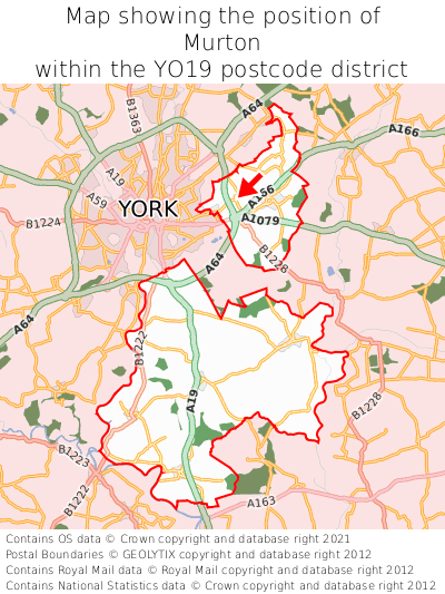 Map showing location of Murton within YO19