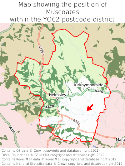 Map showing location of Muscoates within YO62