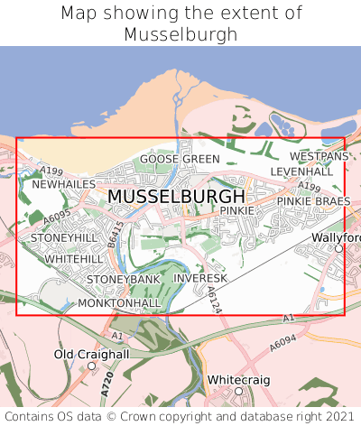 Map showing extent of Musselburgh as bounding box
