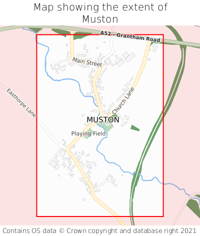 Map showing extent of Muston as bounding box