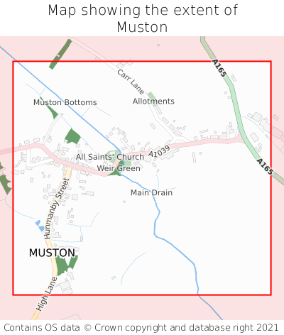 Map showing extent of Muston as bounding box