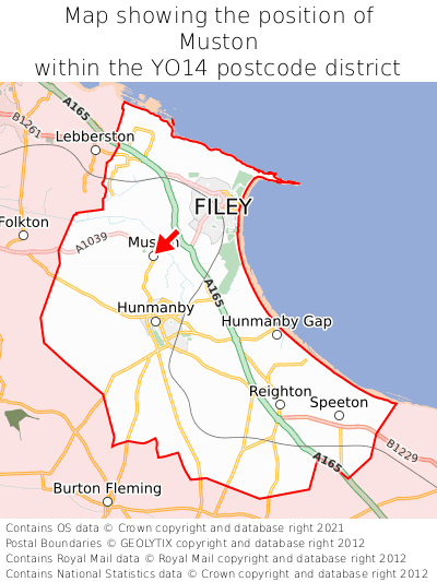 Map showing location of Muston within YO14