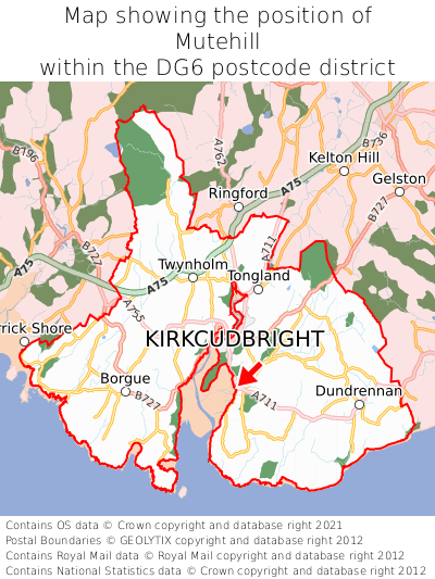 Map showing location of Mutehill within DG6