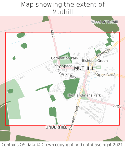 Map showing extent of Muthill as bounding box