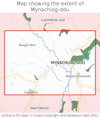Map showing extent of Mynachlog-ddu as bounding box