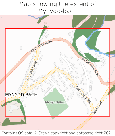 Map showing extent of Mynydd-bach as bounding box