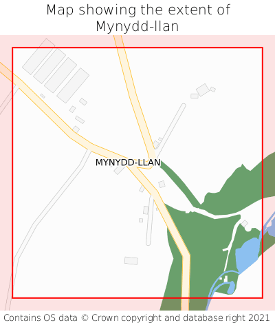 Map showing extent of Mynydd-llan as bounding box