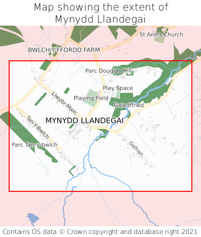 Map showing extent of Mynydd Llandegai as bounding box