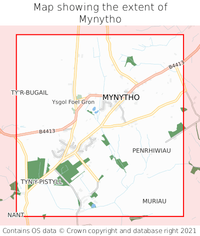 Map showing extent of Mynytho as bounding box