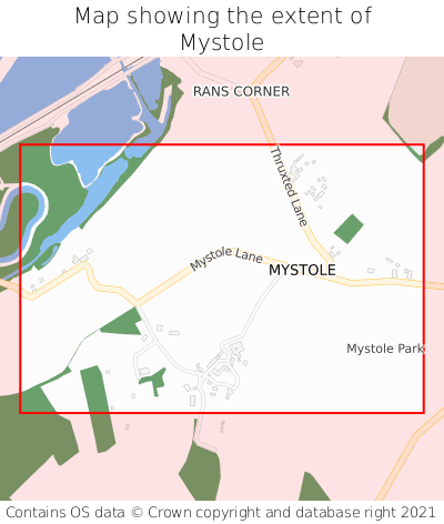Map showing extent of Mystole as bounding box