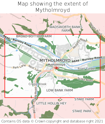 Map showing extent of Mytholmroyd as bounding box