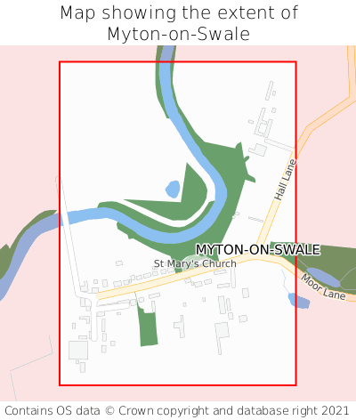 Map showing extent of Myton-on-Swale as bounding box