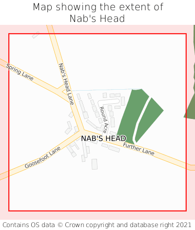 Map showing extent of Nab's Head as bounding box