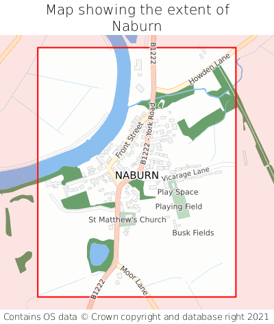 Map showing extent of Naburn as bounding box