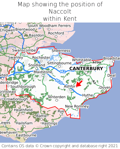 Map showing location of Naccolt within Kent