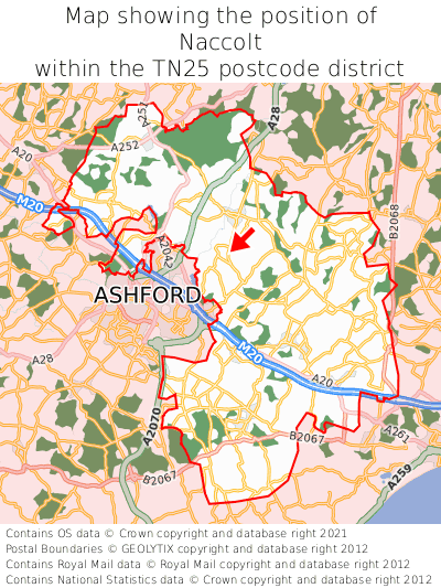 Map showing location of Naccolt within TN25