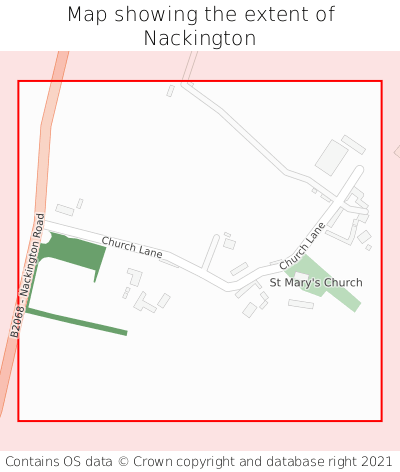 Map showing extent of Nackington as bounding box