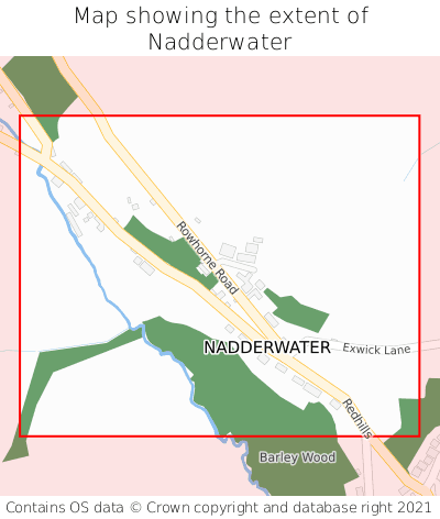 Map showing extent of Nadderwater as bounding box