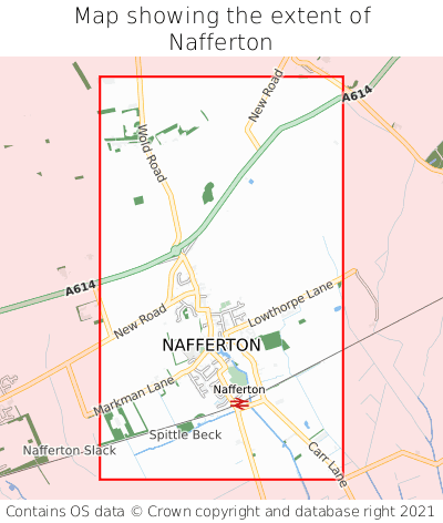 Map showing extent of Nafferton as bounding box