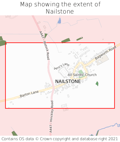 Map showing extent of Nailstone as bounding box