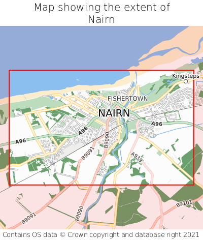 Map showing extent of Nairn as bounding box