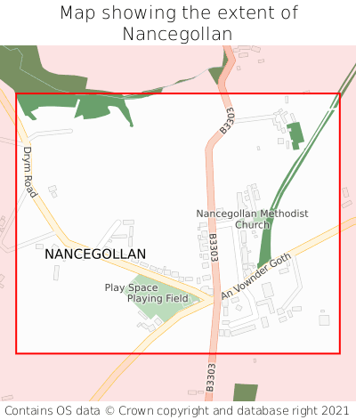 Map showing extent of Nancegollan as bounding box