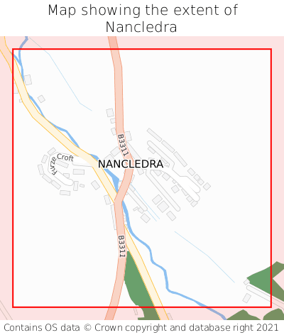 Map showing extent of Nancledra as bounding box