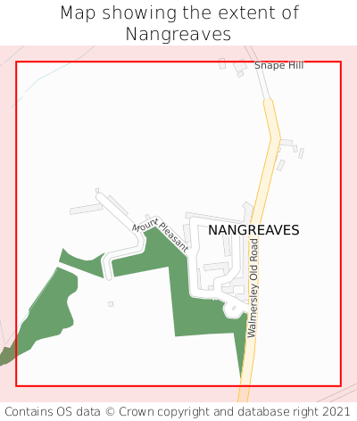 Map showing extent of Nangreaves as bounding box