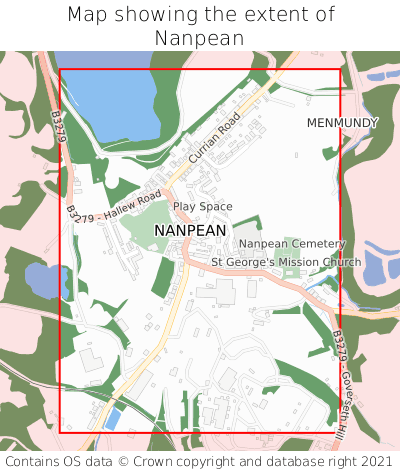 Map showing extent of Nanpean as bounding box