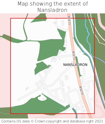 Map showing extent of Nansladron as bounding box
