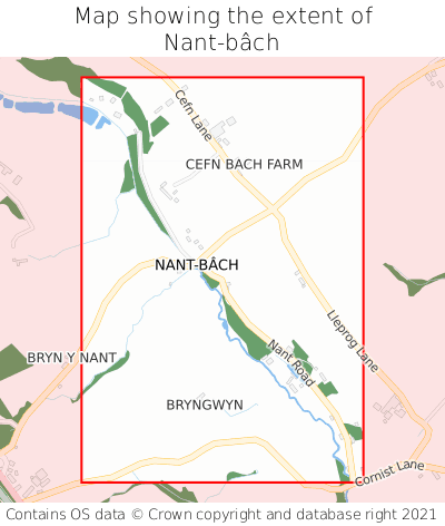 Map showing extent of Nant-bâch as bounding box