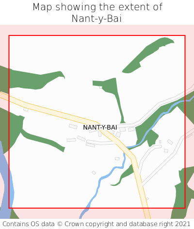 Map showing extent of Nant-y-Bai as bounding box