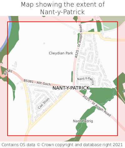 Map showing extent of Nant-y-Patrick as bounding box
