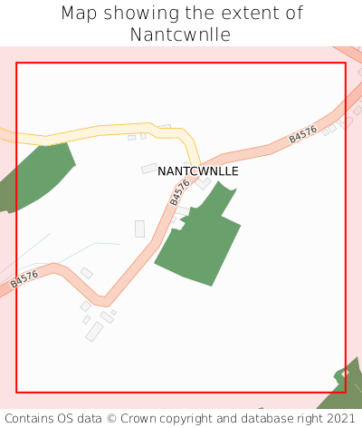 Map showing extent of Nantcwnlle as bounding box