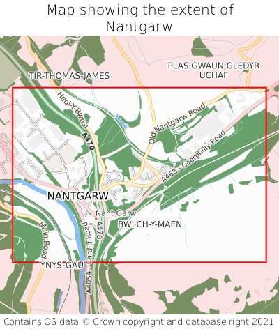 Map showing extent of Nantgarw as bounding box