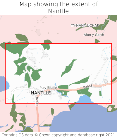 Map showing extent of Nantlle as bounding box