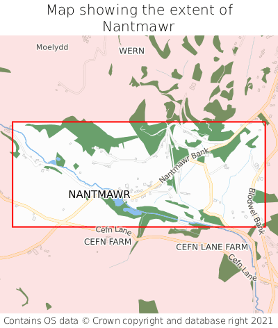 Map showing extent of Nantmawr as bounding box