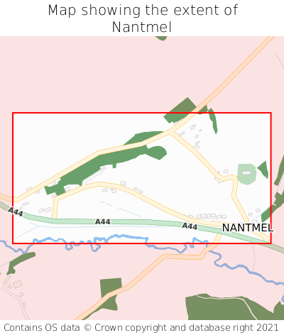 Map showing extent of Nantmel as bounding box