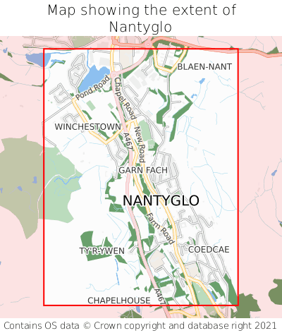 Map showing extent of Nantyglo as bounding box