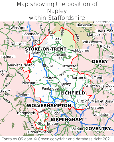 Map showing location of Napley within Staffordshire