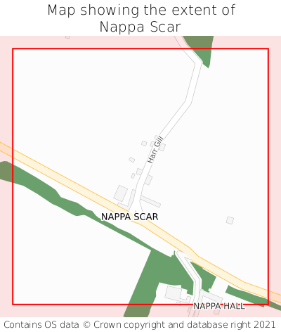 Map showing extent of Nappa Scar as bounding box