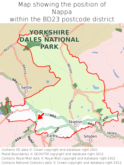 Map showing location of Nappa within BD23