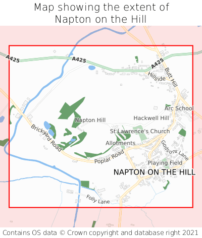 Map showing extent of Napton on the Hill as bounding box