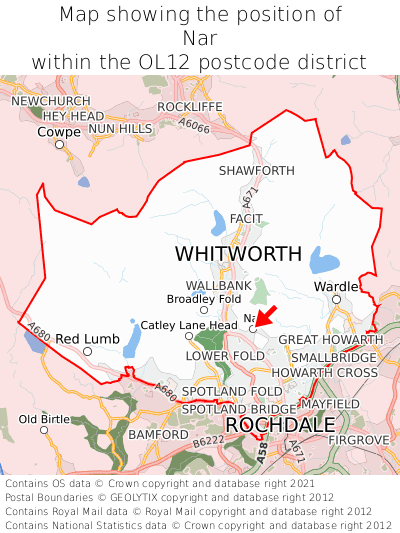 Map showing location of Nar within OL12