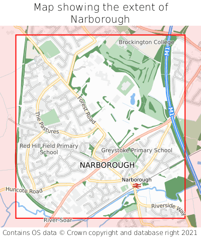 Map showing extent of Narborough as bounding box